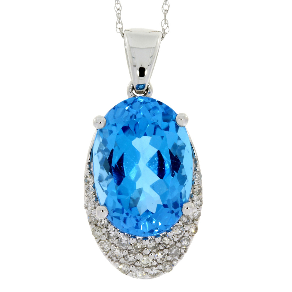 8.8 Ct Oval shape Blue Topaz Diamond Pendant